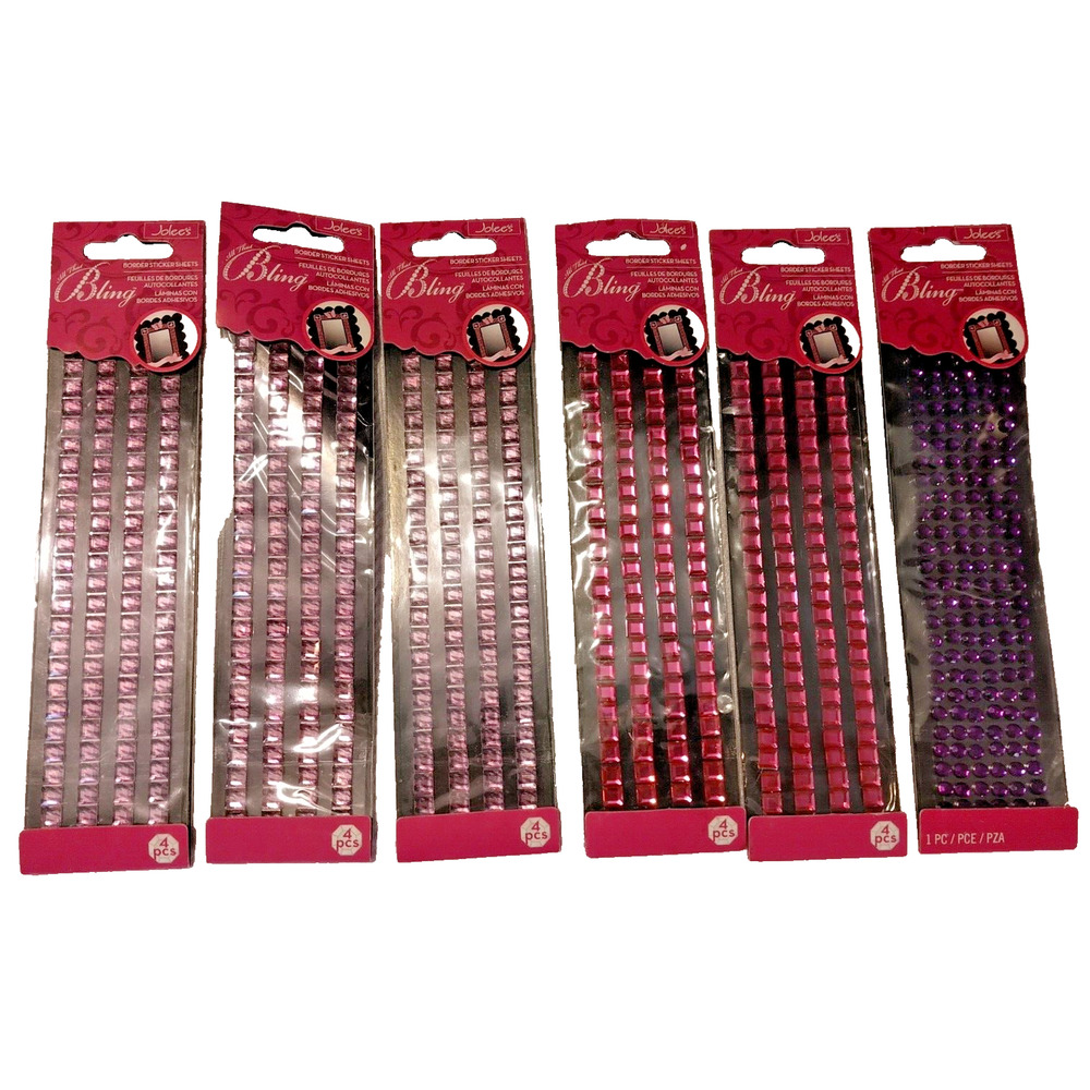 Jolee's All That Bling Border Sticker Strips - 6 Pink & Purple Valentine Craft
